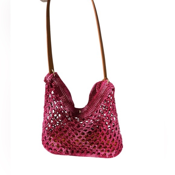 Crochet Hot Pink Y2K Shoulder Bag Purse - Picture 1 of 6